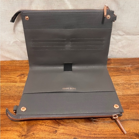 DAGNE DOVER Graphite Gray Coated Canvas 3 In 1 Wallet Clutch & Crossbody Bag - Picture 10 of 16